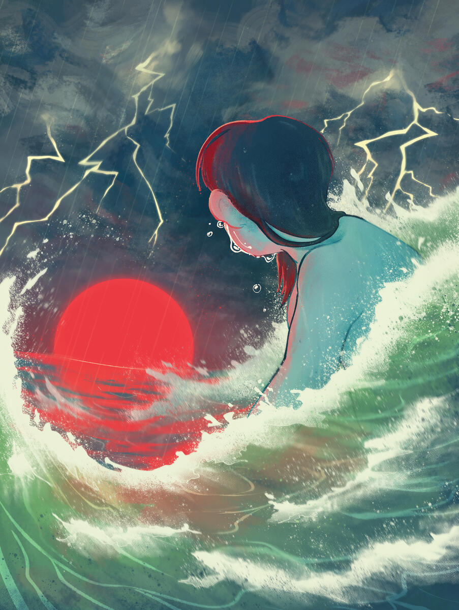 Full page illustration for SAD magazine issue 37: Time ("Is Mine to be a Half-Life?")