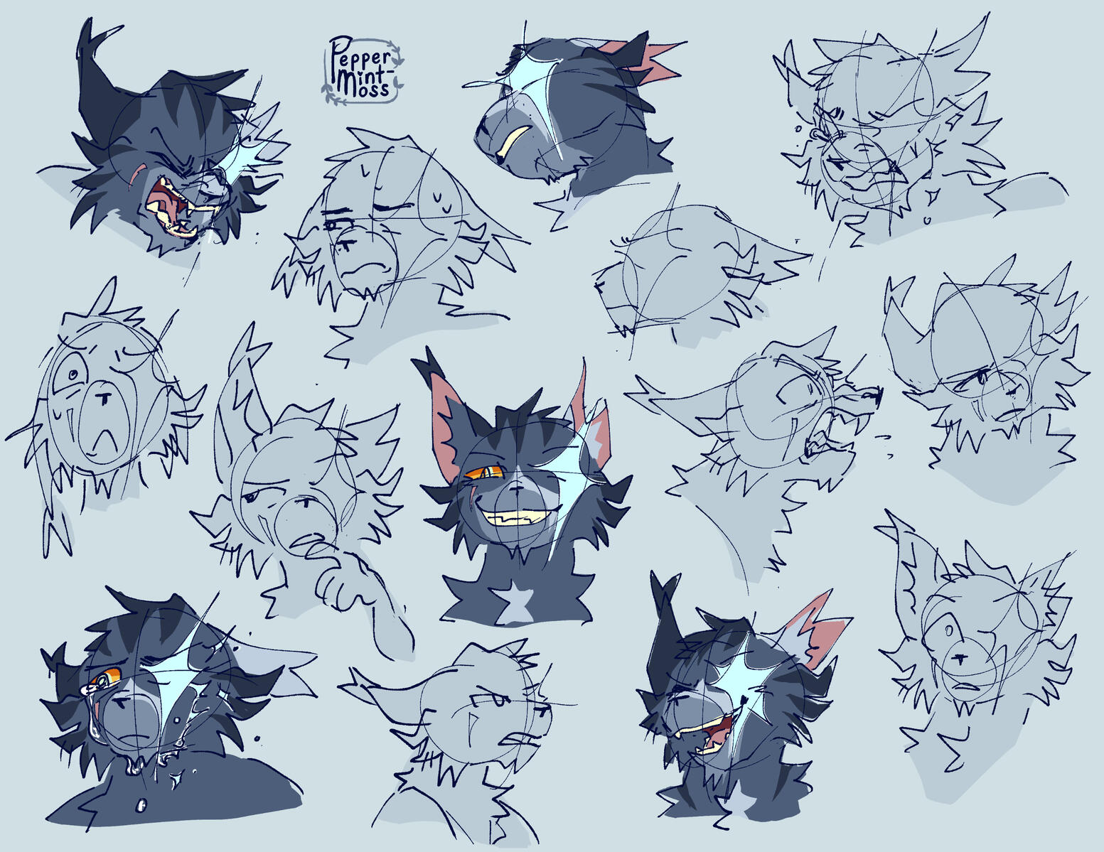 Wicker character concept art (expressions)