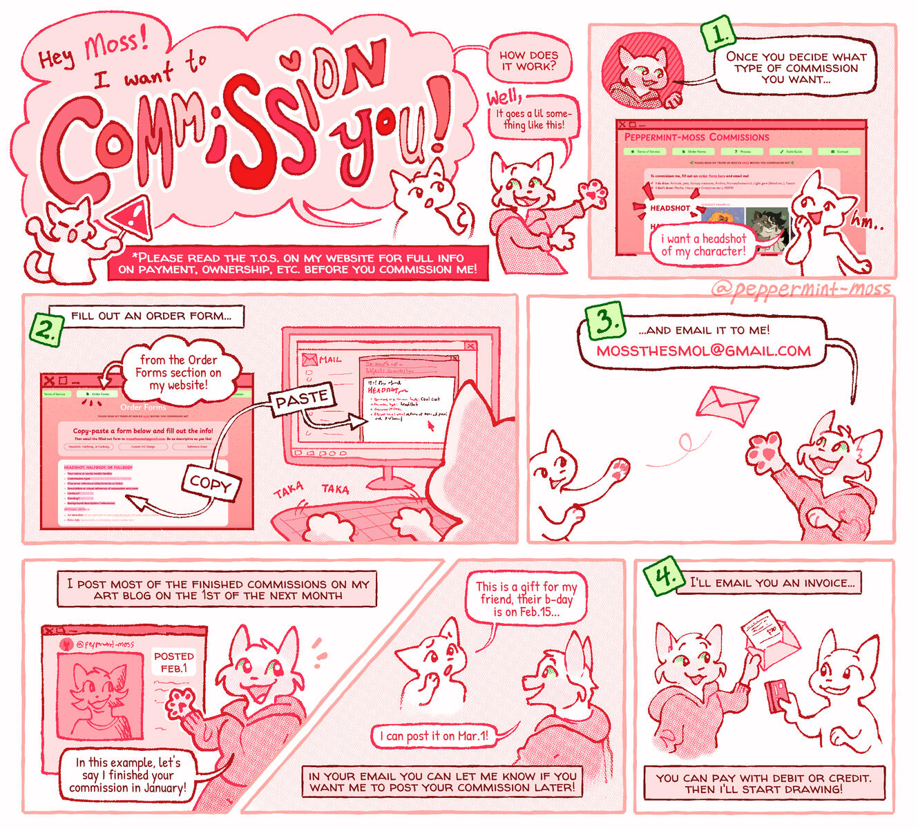 Instructional comic: Commission Process (pg 1)